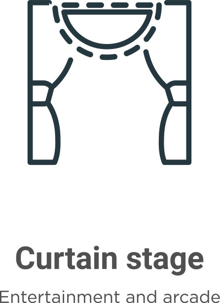 幕布舞台轮廓图标细线黑色图片下载