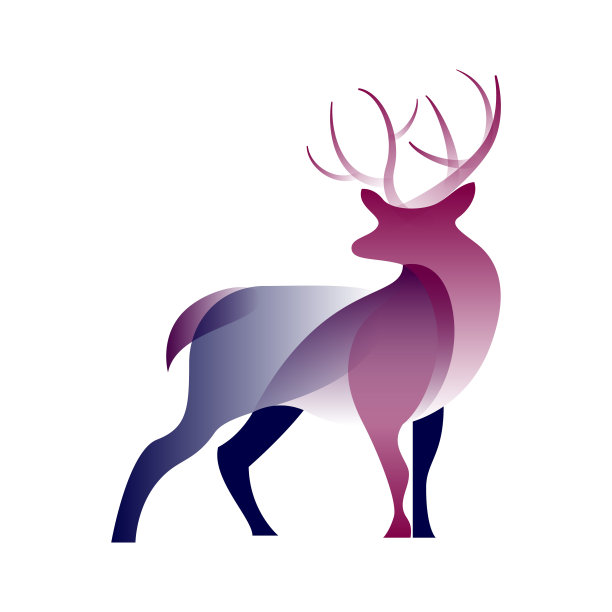 向量鹿在梯度风格。数字艺术图片下载