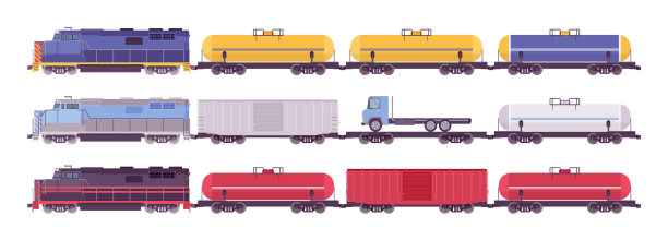 铁路货运彩色列车，货物或货物工业集图片下载