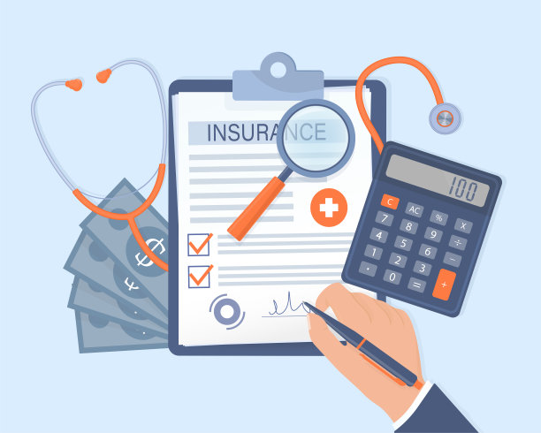 名片与医疗保险男士手为医疗设计。的名片。矢量平面插图。图片下载