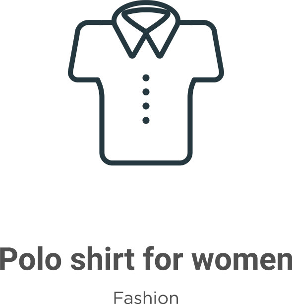 Polo衫为女性轮廓图标细线黑色图片下载
