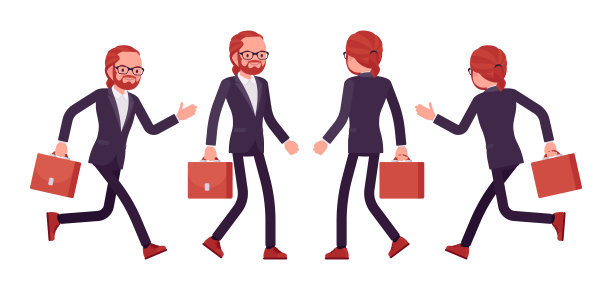 商人，年轻的红发上班族，走着跑着图片下载