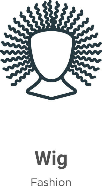 假发轮廓图标细线黑色假发图标平坦图片下载