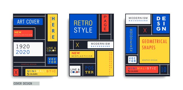 现代封面模板。流行的抽象艺术风格中的几何构图。新造型主义向量设计。图片下载