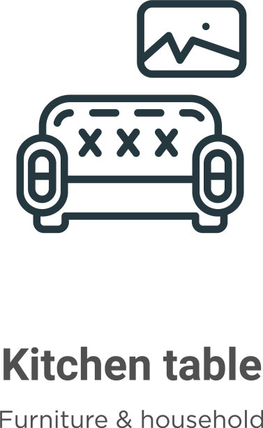 厨房餐桌轮廓图标细线黑色图片下载