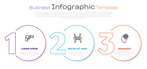 设手枪或枪，铁丝网和目标运动。业务信息模板。向量图片下载