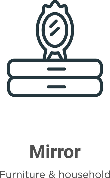 镜面轮廓图标细线黑镜图标图片下载