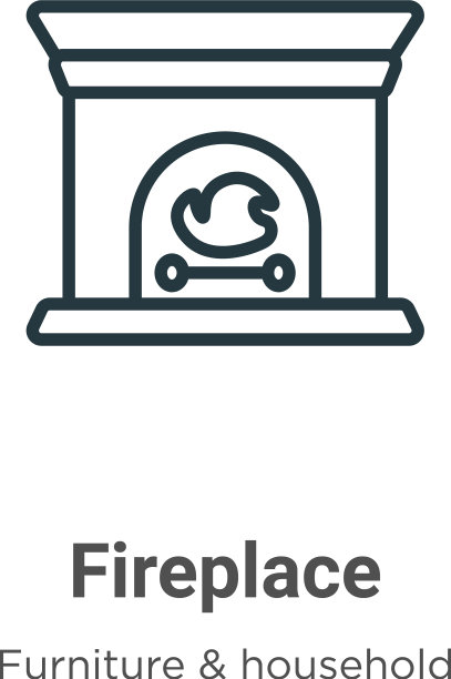 壁炉轮廓图标细线黑色壁炉图片下载