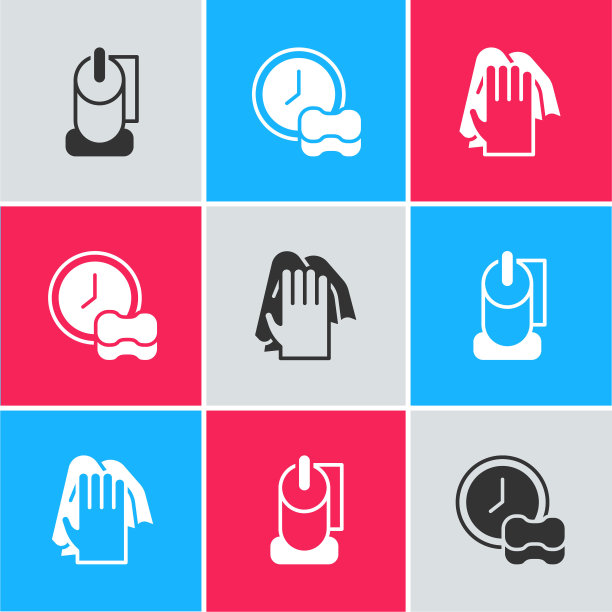 设置厕纸卷，洗碗和清洁服务图标。向量图片下载