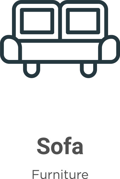 沙发轮廓图标细线黑色沙发图标平图片下载