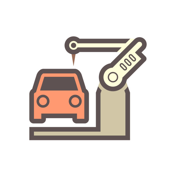 汽车生产行业矢量图标设计。图片下载