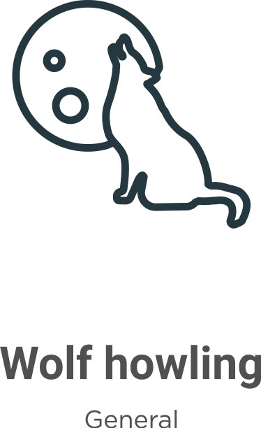 狼嚎叫轮廓图标黑狼细线图片下载