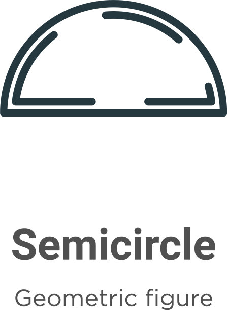 半圆轮廓图标细线黑色图片下载