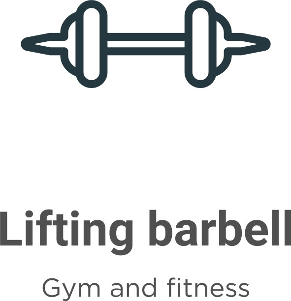 举起杠铃轮廓图标细线黑色图片下载