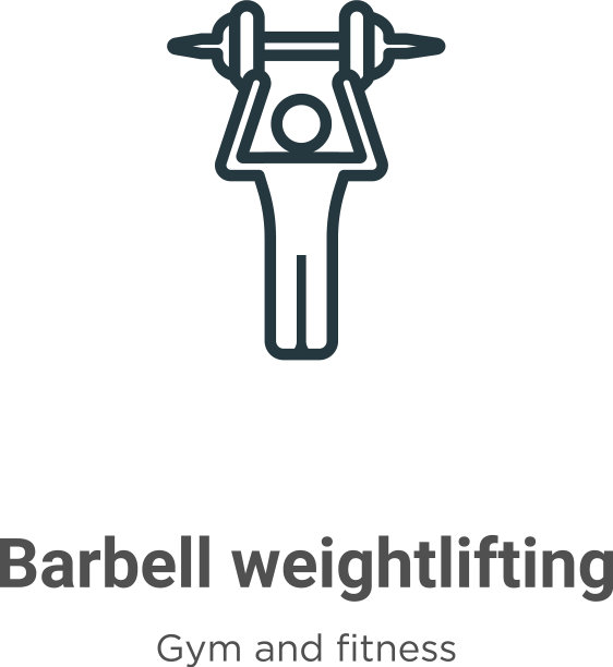 杠铃举重轮廓图标细线图片下载
