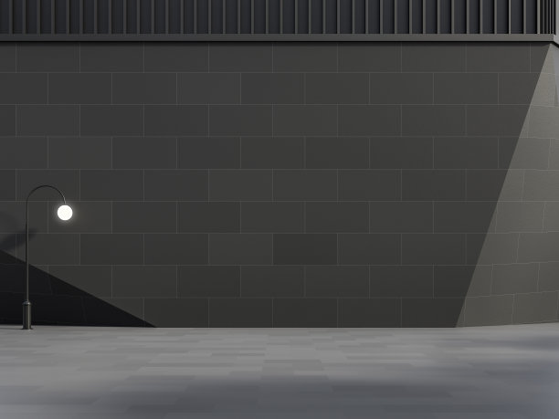 空的外墙与黑色瓷砖图案3d渲染图片下载