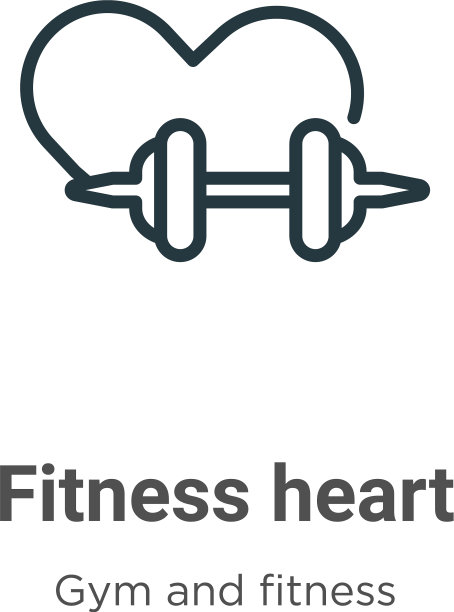 健身心轮廓图标细线黑色图片下载