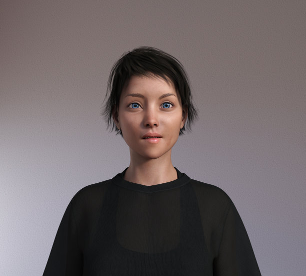 一个黑色短发的年轻女子的插图图片下载