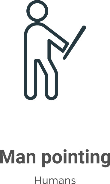 男人指向轮廓图标细线黑人男人图片下载