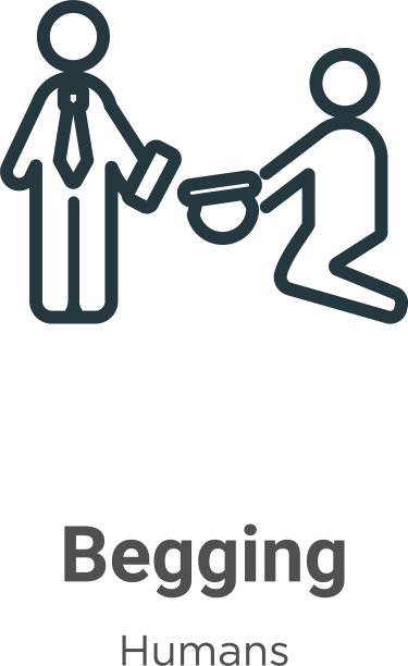 乞讨轮廓图标细线黑色乞讨图标图片下载