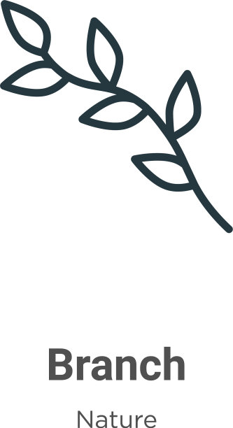 分支轮廓图标细线黑色分支图标图片下载