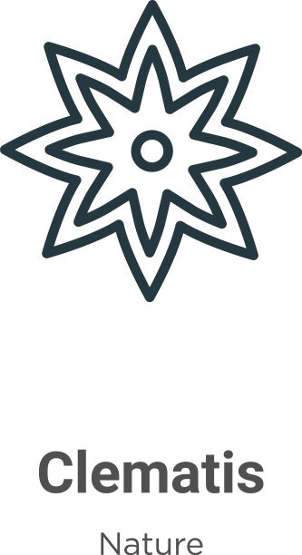 铁线莲轮廓图标细线黑色铁线莲图片下载