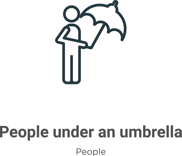 人们在伞下勾画出图标细线图片下载