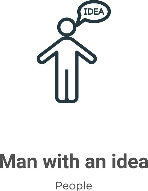 男人与一个想法轮廓图标细线黑人男人图片下载