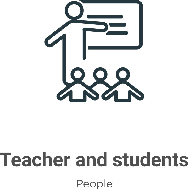 老师和学生的轮廓图标细线黑色图片下载