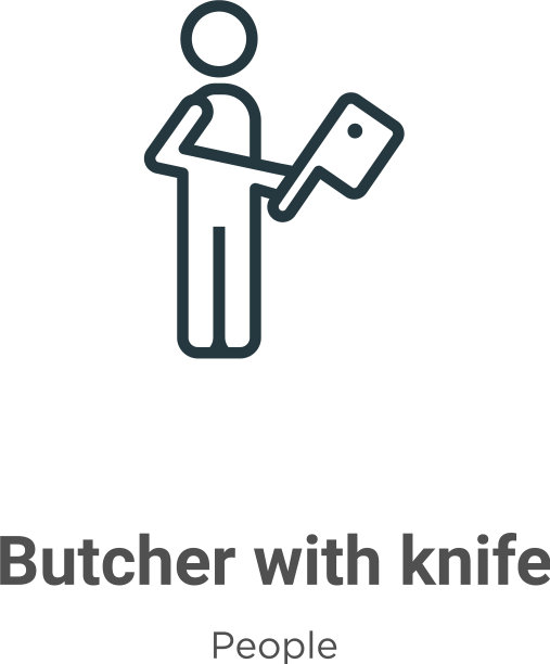 屠夫用刀轮廓图标细线黑色图片下载