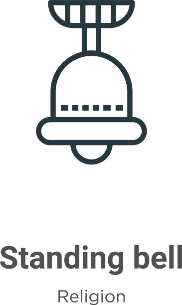 站铃轮廓图标细线黑色图片下载