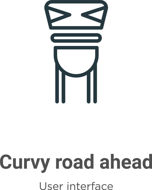 弯弯曲曲的道路前面轮廓图标细线黑色图片下载