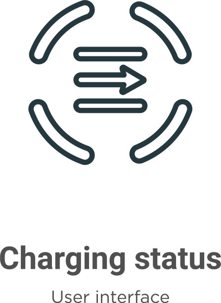 充电状态轮廓图标细线黑色图片下载