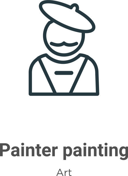 画家绘画轮廓图标细线黑色图片下载