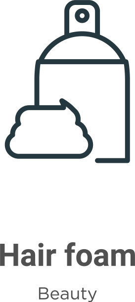 头发泡沫轮廓图标细线黑色头发泡沫图片下载