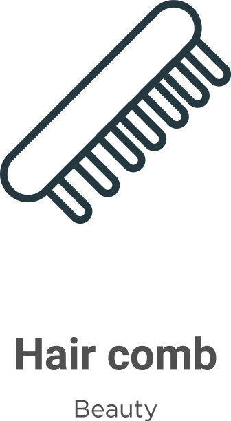 发梳轮廓图标细线黑色发梳图片下载