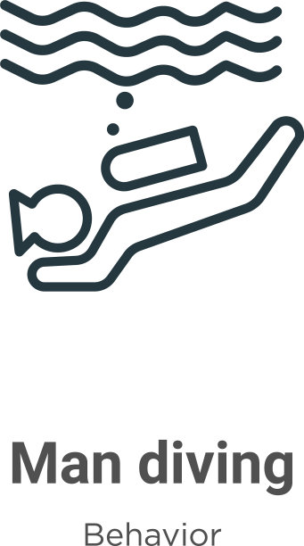 男子潜水轮廓图标细线黑人男子图片下载