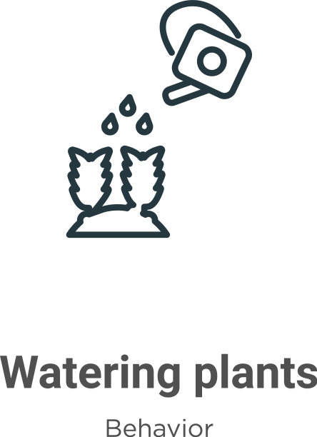浇水植物轮廓图标细线黑色图片下载