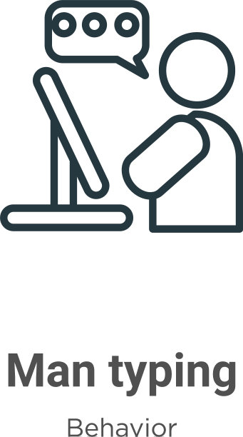 男人打字轮廓图标细线黑人男人图片下载