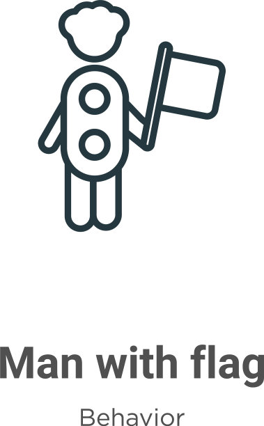 男子与旗帜轮廓图标细线黑人男子图片下载