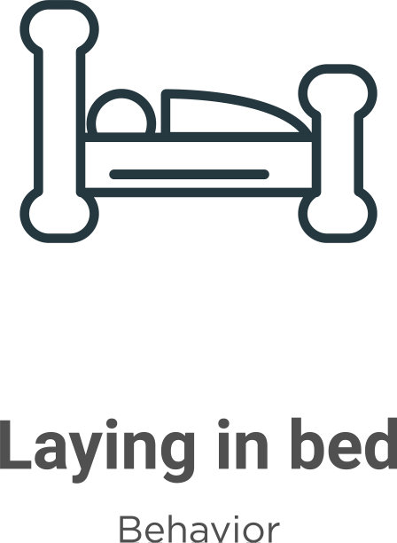 躺在床上轮廓图标细线黑色铺设图片下载