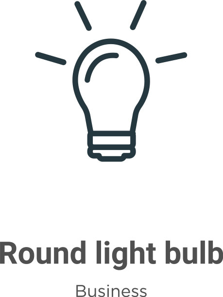 圆形灯泡轮廓图标细线黑色图片下载