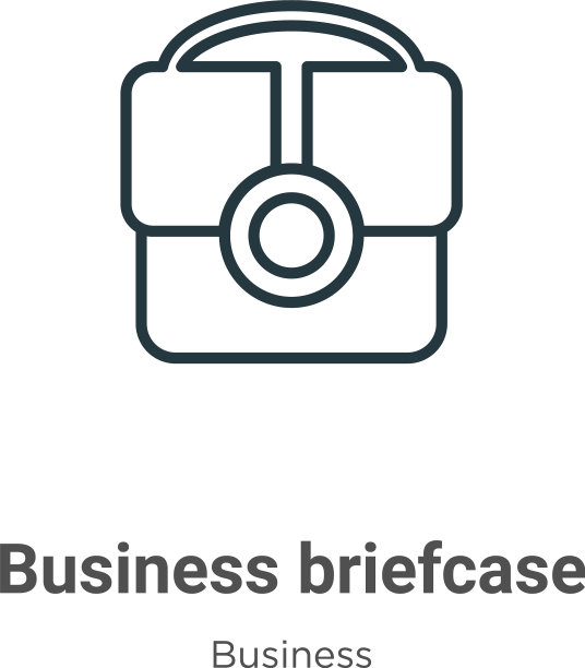 商务公文包轮廓图标细线黑色图片下载