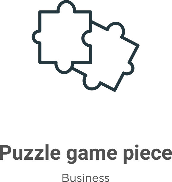 拼图游戏块轮廓图标细线黑色图片下载