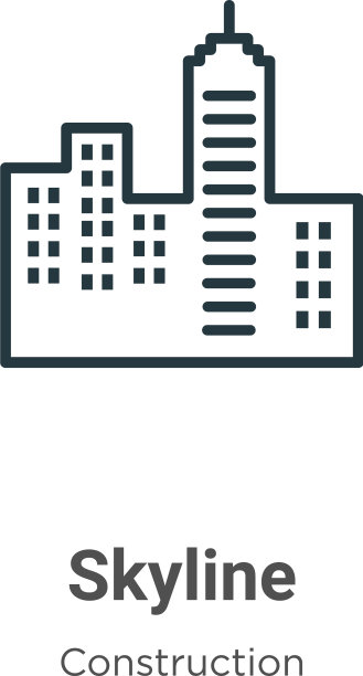 天际线轮廓图标细线黑色天际线图标图片下载