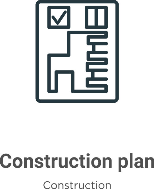 施工计划大纲图标细线黑色图片下载