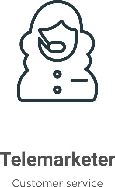 电话推销员轮廓图标细线黑色图片下载