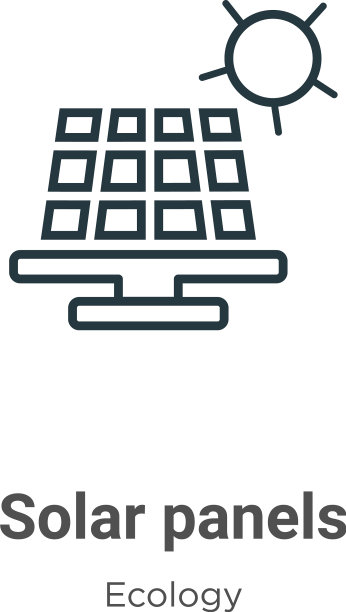 太阳能电池板轮廓图标细线黑色太阳能图片下载