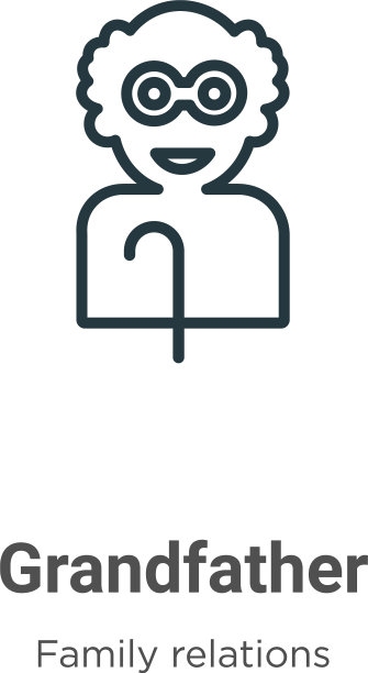 祖父轮廓图标细线黑色图片下载