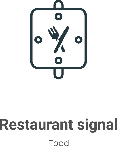 餐厅信号轮廓图标细线黑色图片下载